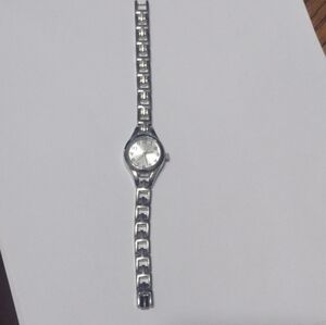 Silver Ladies Watch with Geometric Band